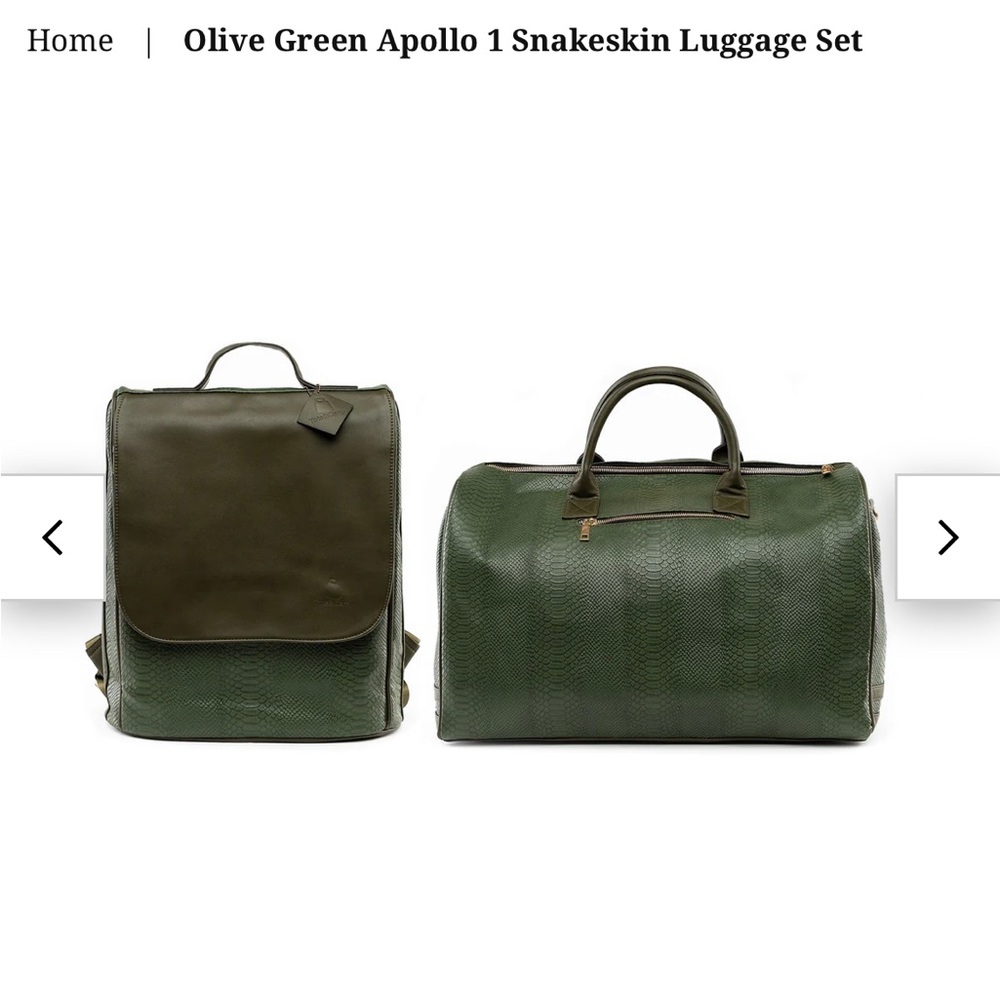 NWT TOTE & Carry OLIVE GREEN APOLLO 1 SNAKESKIN LUGGAGE SET